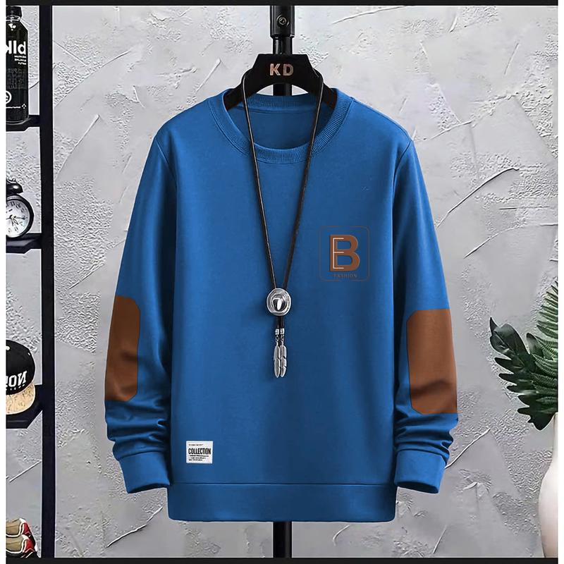 A03 - Áo  thun nam dài tay vải nỉ da cá chữ B Menswear Cotton Hoodie