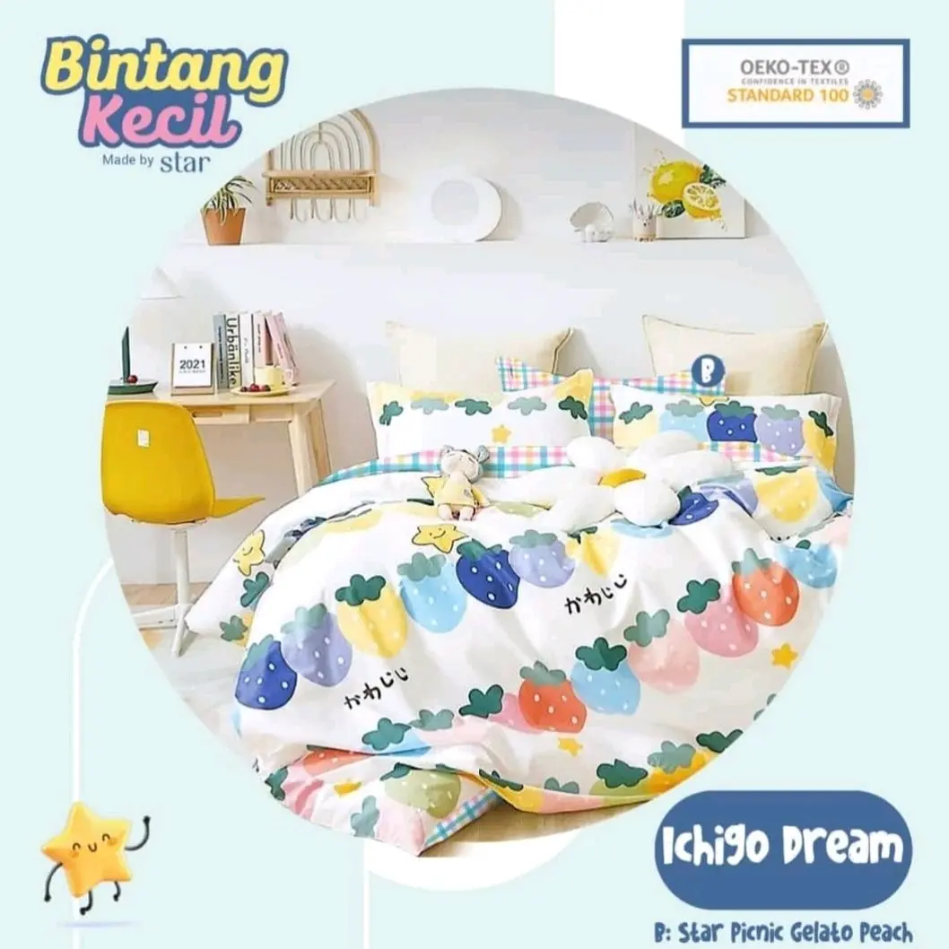 Sprei Set Motif Terbaru Estetik Katun Star Ukrn 100x200 - 200x200 Free Karet Elastis Anti Geser