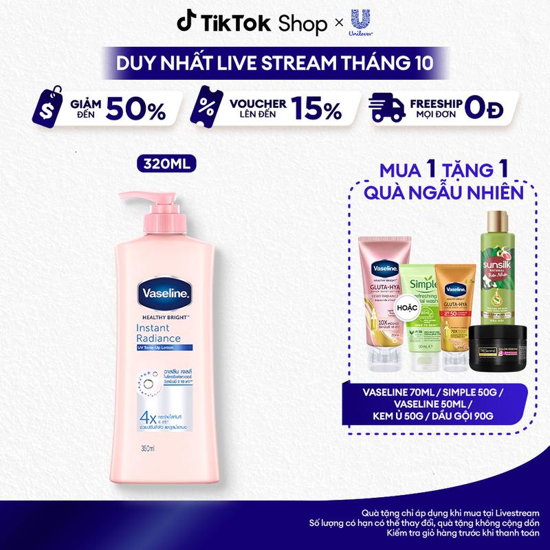 Sữa Dưỡng Thể Vaseline Healthy Bright Instant Radiance Lotion Hỗ Trợ Dưỡng Da Body Nữ 350ML [1]