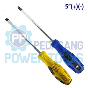 PAKET 2 SET HDT OBENG 5" INCH (+) (-) PLUS MINUS GAGANG KARET 125 MM