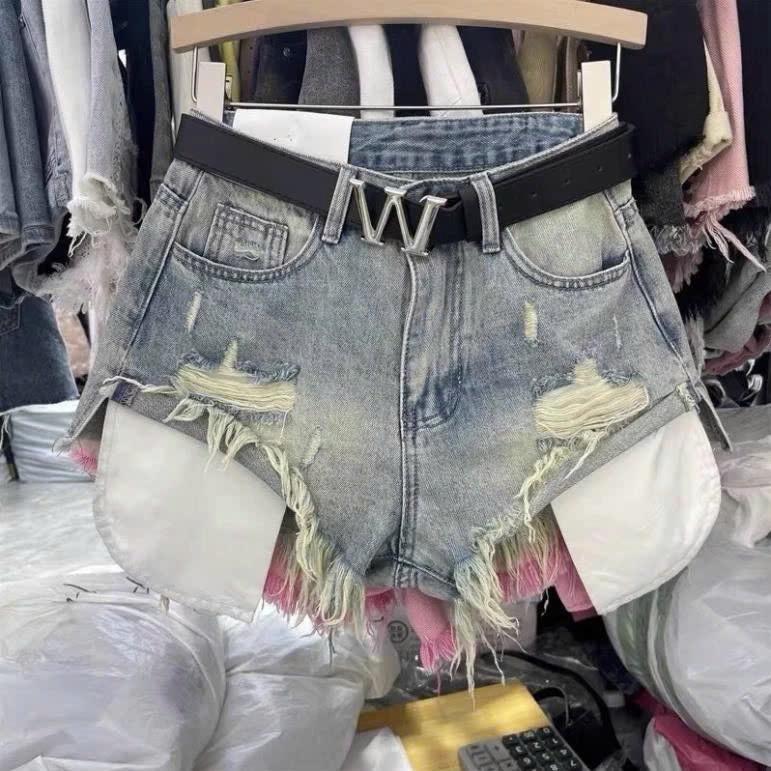 Set Áo Phông Kẻ Toàn Thân Mix Cùng Quần Short Jean Hở Túi - Women [hàng mới về] Women 4
