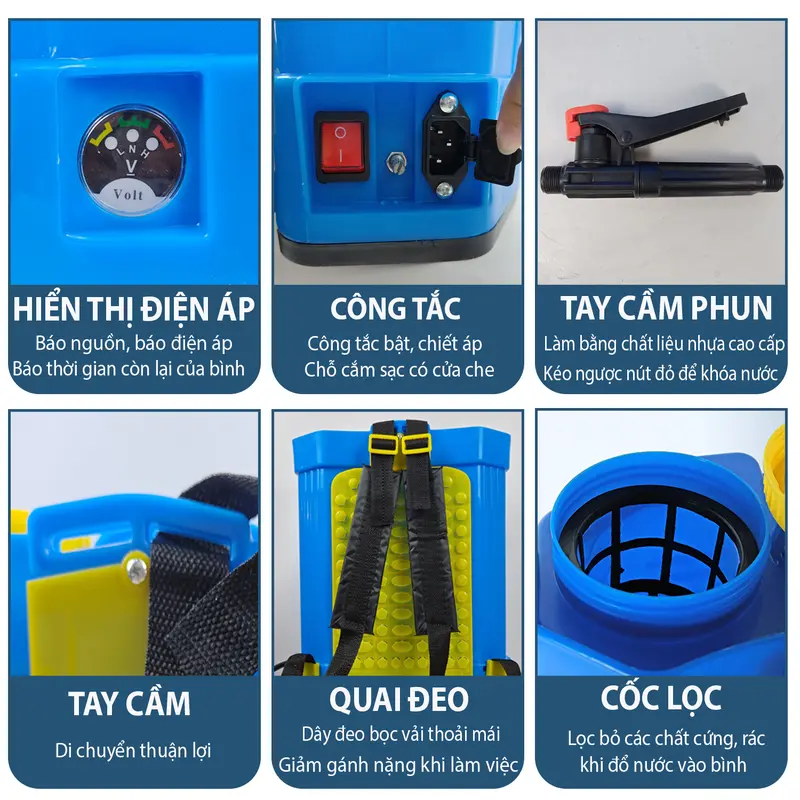 [TẶNG ĐẦY ĐỦ PHỤ KIỆN] BÌNH PHUN, BÌNH XỊT THUỐC SÂU CHÍNH HÃNG GGG. DUNG TÍCH 14L, 16L, 20L, ÁP LỰC SIÊU MẠNH 4