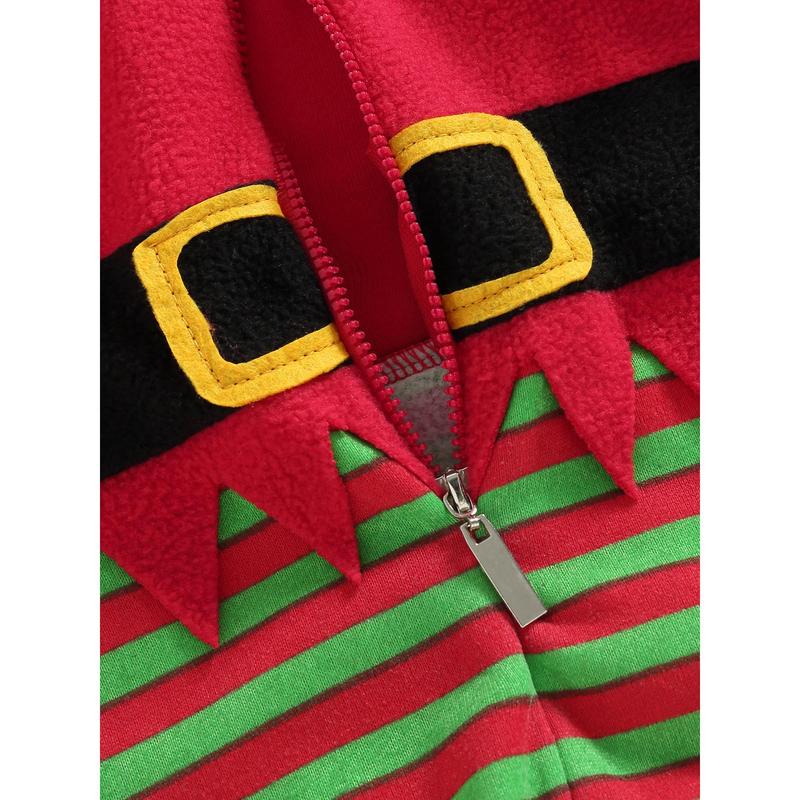Product Introduction of Baby Christmas Romper Stripe Patchwork Hooded Winter Jumpsuits 24