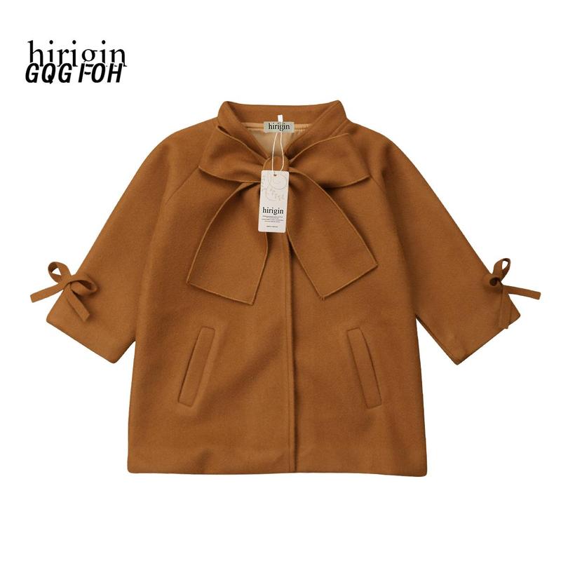 Little Girls Jacket, Solid Color Loose Bow Neck Side Pockets Outerwear 8