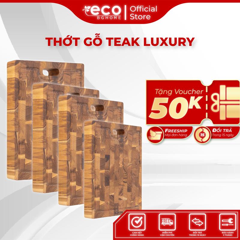 Thớt gỗ TEAK Luxury - thiết kế móc treo đa năng, dễ dàng sử dụng Thương Hiệu BG HOME