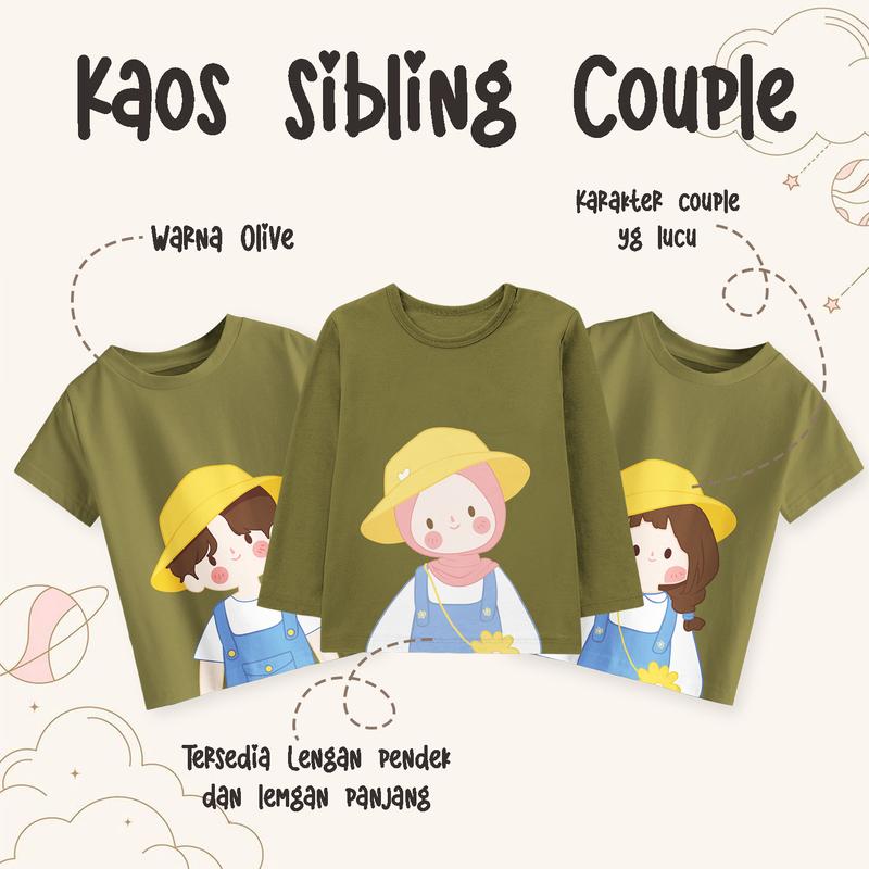 Product Introduction of Kaos Couple Distro Anak Laki-Laki Perempuan Unisex Sibling Desain Terbaru Sun Boy & Girl Baju Katun Pasangan 1