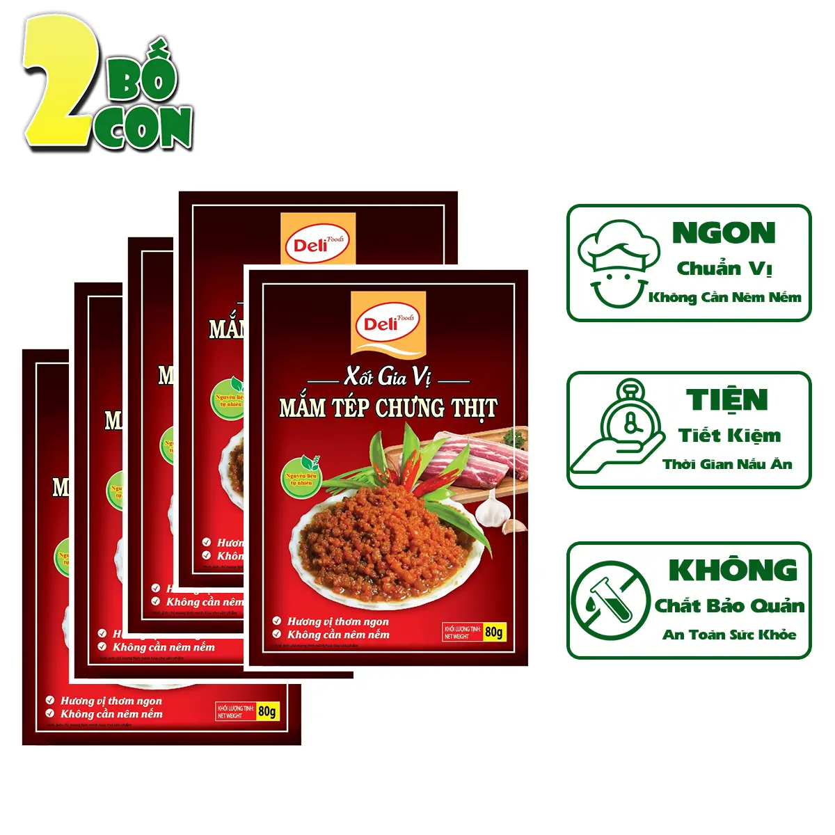 Combo 5 Gói Xốt Gia Vị Mắm Tép Chưng Thịt DELI 80g