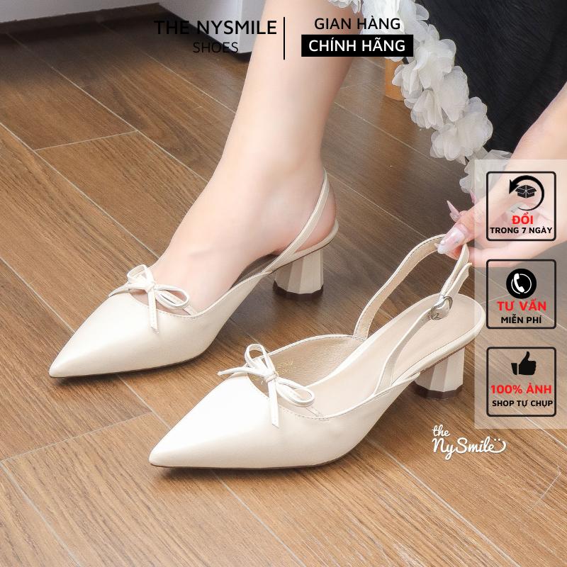 Giày cao gót nữ bít mũi 5 phân nơ quai hậu - The NySmile ROBERR