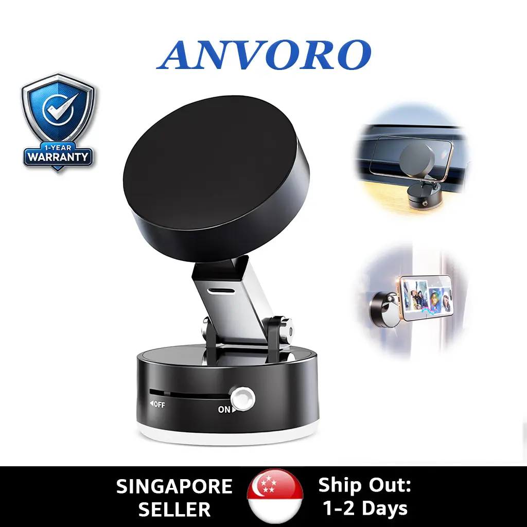 Anvoro 360 Adjustable Vacuum Magnetic Suction Cup Phone Mount for Car/Gym/Mirror/Smooth - Hands-Free Cell Phone Holder mini tripod