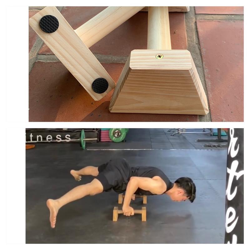 Parallettes 1 Đôi dụng cụ chống đẩy hít đất tập ngực tập Gym Calisthenics Street Workout bằng gỗ Thông nhập khẩu cao cấp