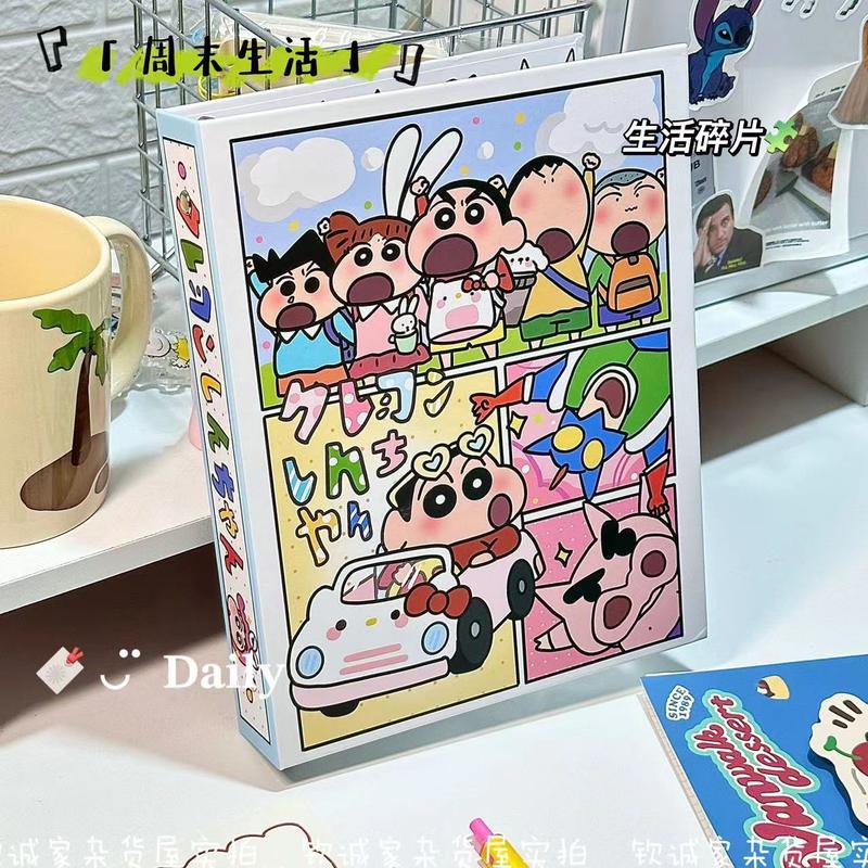 Sách Thẻ Bìa Cứng Binder, A5 Kích Thước, Bút Chì Màu Shin-chan Phong Cách Ins Độc Đáo Cùng Phong Cách Xiaohongshu, Giá Trị Cao, Thiết Yếu Cho Học Sinh 6