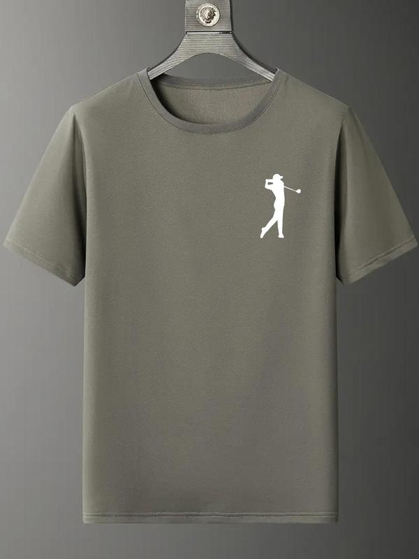 Men's Figure Print Round Neck Tee, Casual Regular Fit Short Sleeve T-shirt for Summer, Fashion Men's Top for Daily Wear 7