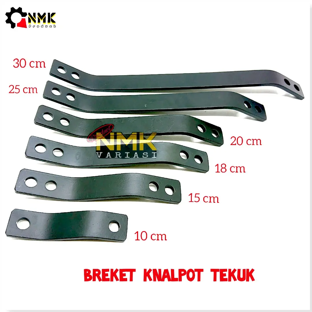 Breket Knalpot Plat Besi Tebal Lubang 10mm Tekuk Universal Motor Panjang 10 15 18 20 25 30 Cm