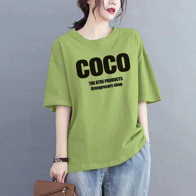 Áo Thun Cotton Ngắn Tay, Bộ Sưu Tập Mới Mùa Hè Năm 2025, Dành Cho Phụ Nữ, Phong Cách Hàn Quốc, Dáng Rộng Vừa Vặn, In Hình, Ngoại Cỡ, Dễ Phối Đồ, Hình Dạng Lắc Lư, Áo Cánh Cổ Tròn, Áo Lớp Nền 3