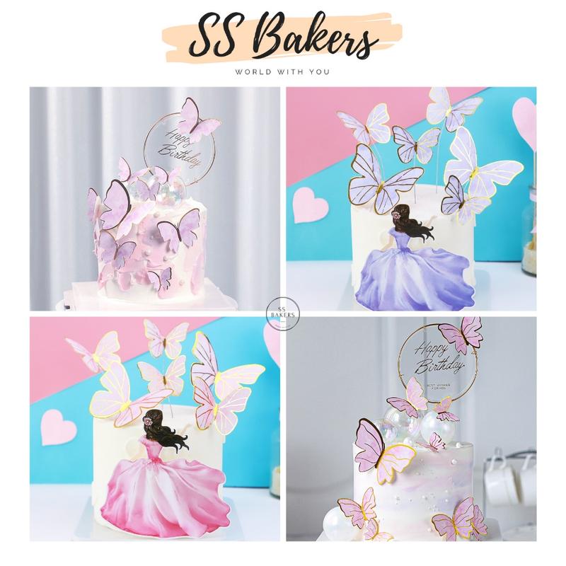 Topper Merdeka Rama Rama 10 Pieces Butterfly Pink Purple Gold Line 1 Piece Pink Purpl - TikTok ...