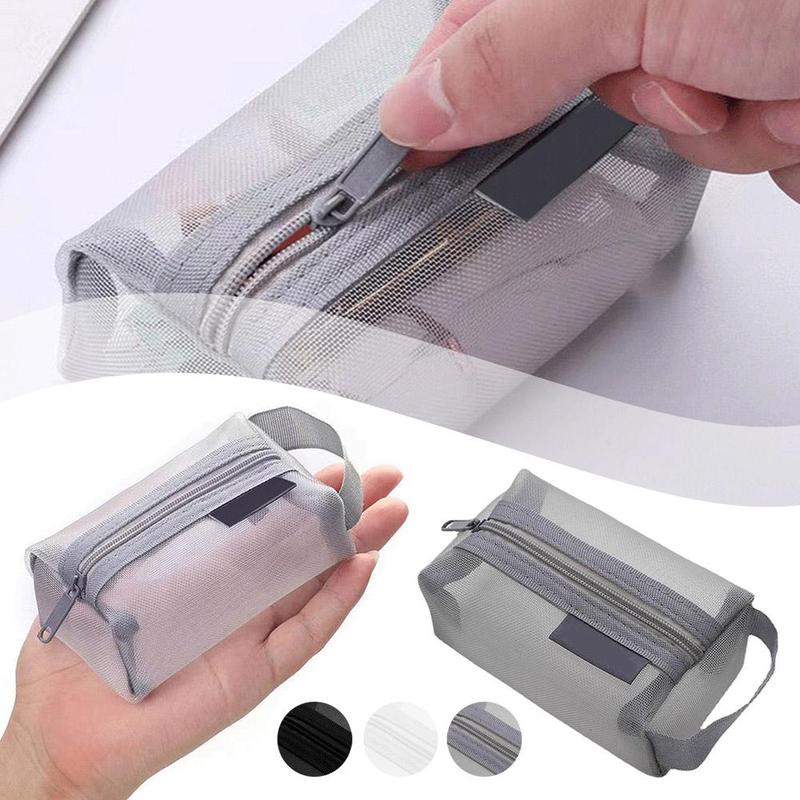 Black Mesh Makeup Bag Women Transparent Cosmetic Bag Small Portable Storage Bags Travel Toiletries Towel Organizer 2