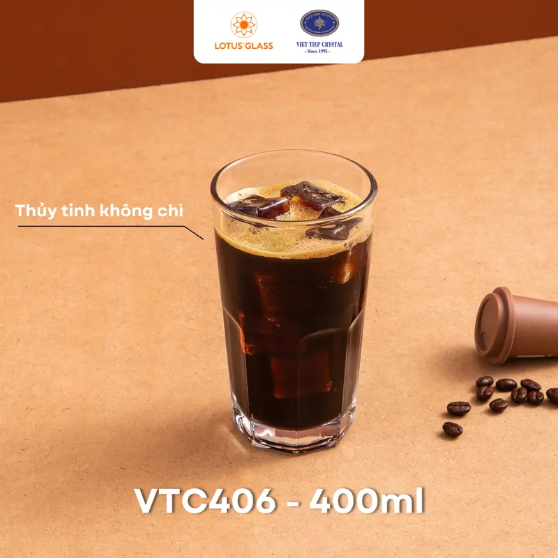 Bộ 6 cốc thủy tinh vát tám cạnh LOTUS GLASS VTC40x cao - trong suốt cao cấp, an toàn, dùng để uống nước ép, sinh tố 4
