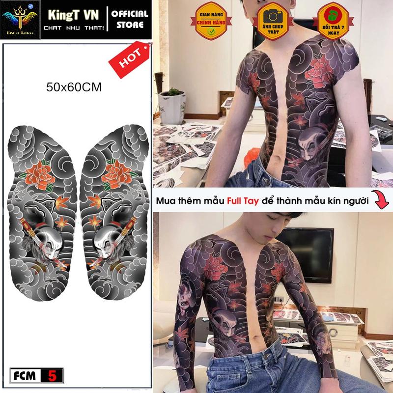 HÀNG ĐỘC QUYỀN - XĂM MÀU -【BST FULL NGƯC NHẬT CỔ - Hình xăm dán tạm thời chống cọ sát - 50X70cm