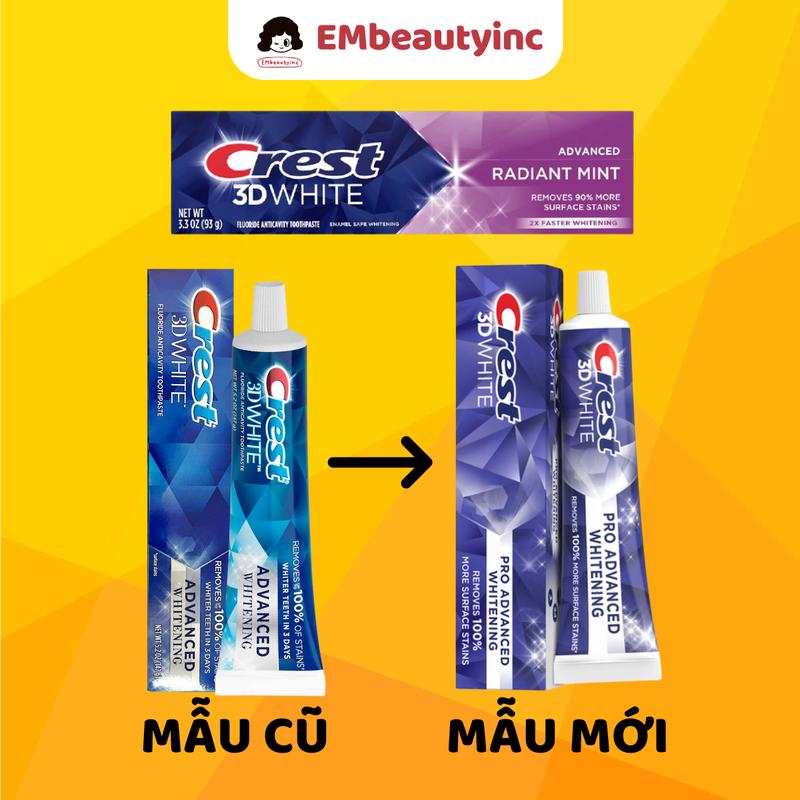 Kem đánh răng Crest 3D White Pro Advanced Nâng Cấp Whitening 147g Trắng Răng Nam Nữ Women
