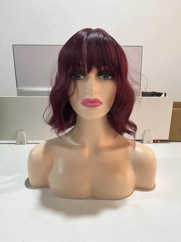 Product Introduction of Short curly silk wig with bangs, new style, realistic natural hair, high temperature, chemical fiber head cover 8