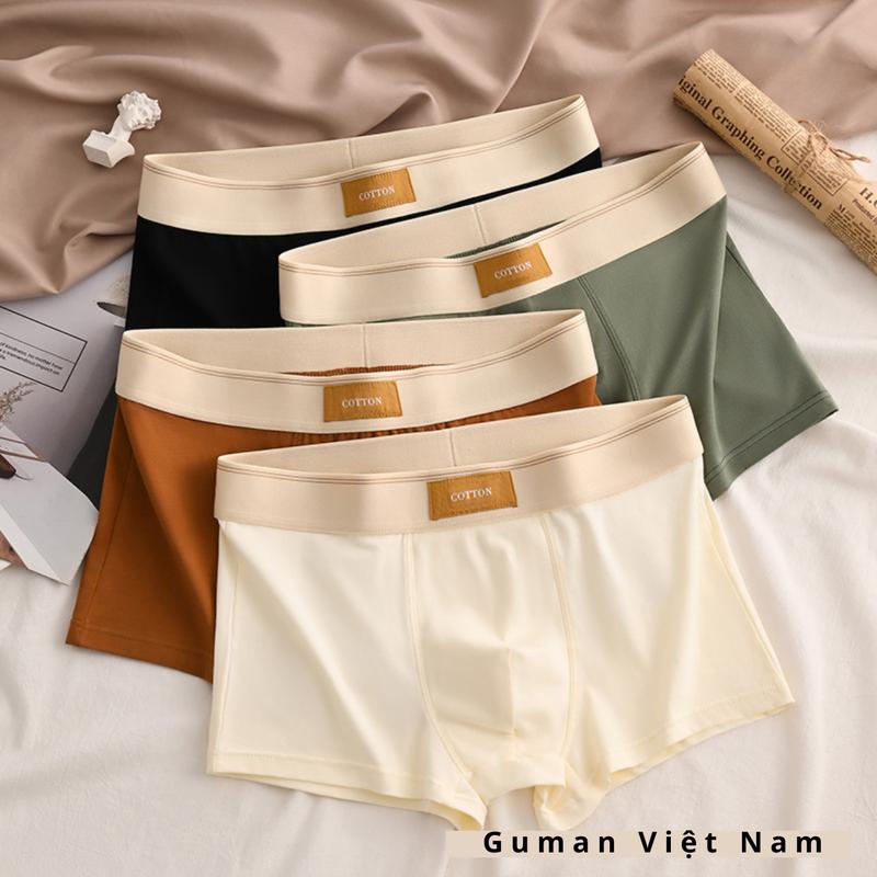 Sét 4 quần sịp nam boxer KENGMAN - COTTON cao cấp quần xì co dãn đàn hồi mềm mịn thoáng khí Menswear Quần Boxer Quần Lót Nam