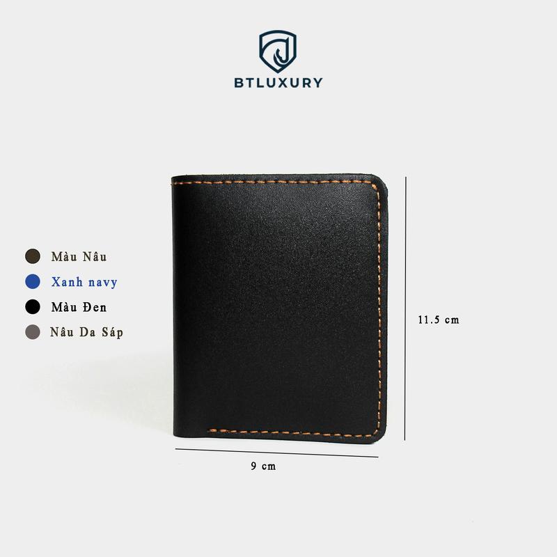 Ví Nam MORI Size Trung 9x11,5 cm, Ví Da Bò Thật, Bền Chắc, Thiết Kế Nhỏ Gọn, May Thủ Công, Bảo Hành 24 Tháng, Ví Da Nam Thương Hiệu BTLUXURY Wallet Hình Chữ Nhật Chữ Nhật Nhiều Ngăn