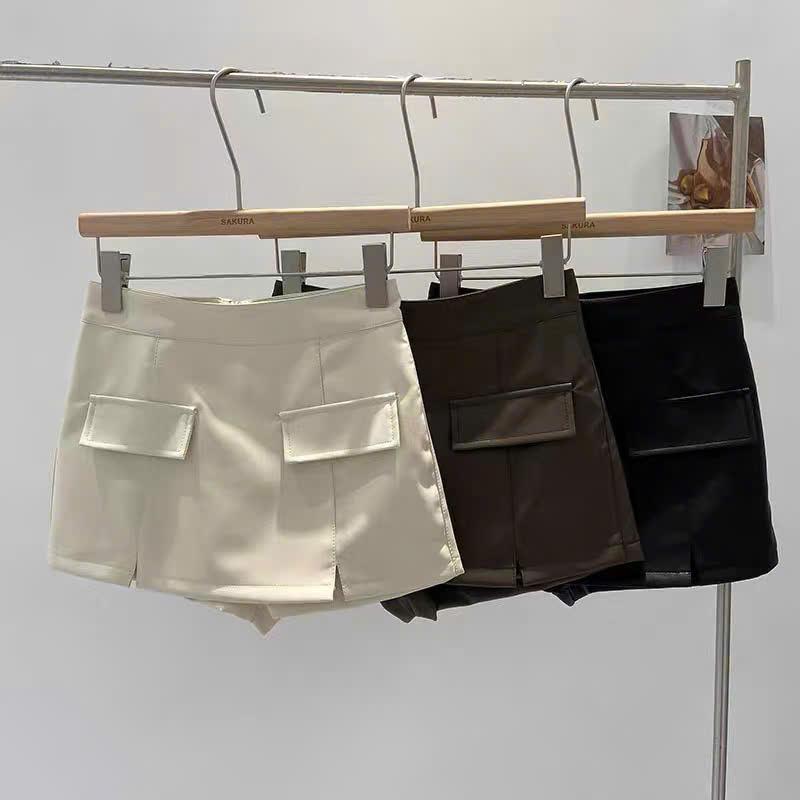 Quần da giả váy quần short da cạp cao dáng ôm có túi da PU mềm mịn đẹp dễ phối đồ thời trang năng động 8