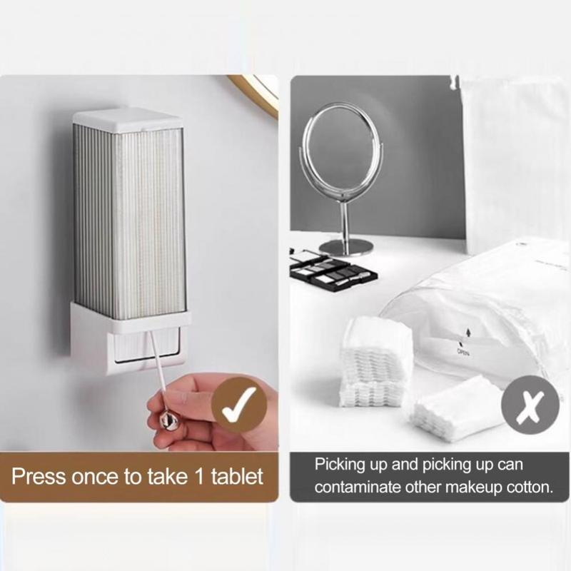 Hộp Đựng Bông Trang Điểm, Tiết Kiệm Không Gian, Thiết Thực, Dễ Lắp Đặt, Hộp Đựng Miếng Bông Không Thấm Nước, Dụng Cụ Sắp Xếp Miếng Bông Tự Động Gắn Tường Cho Gia Đình 7
