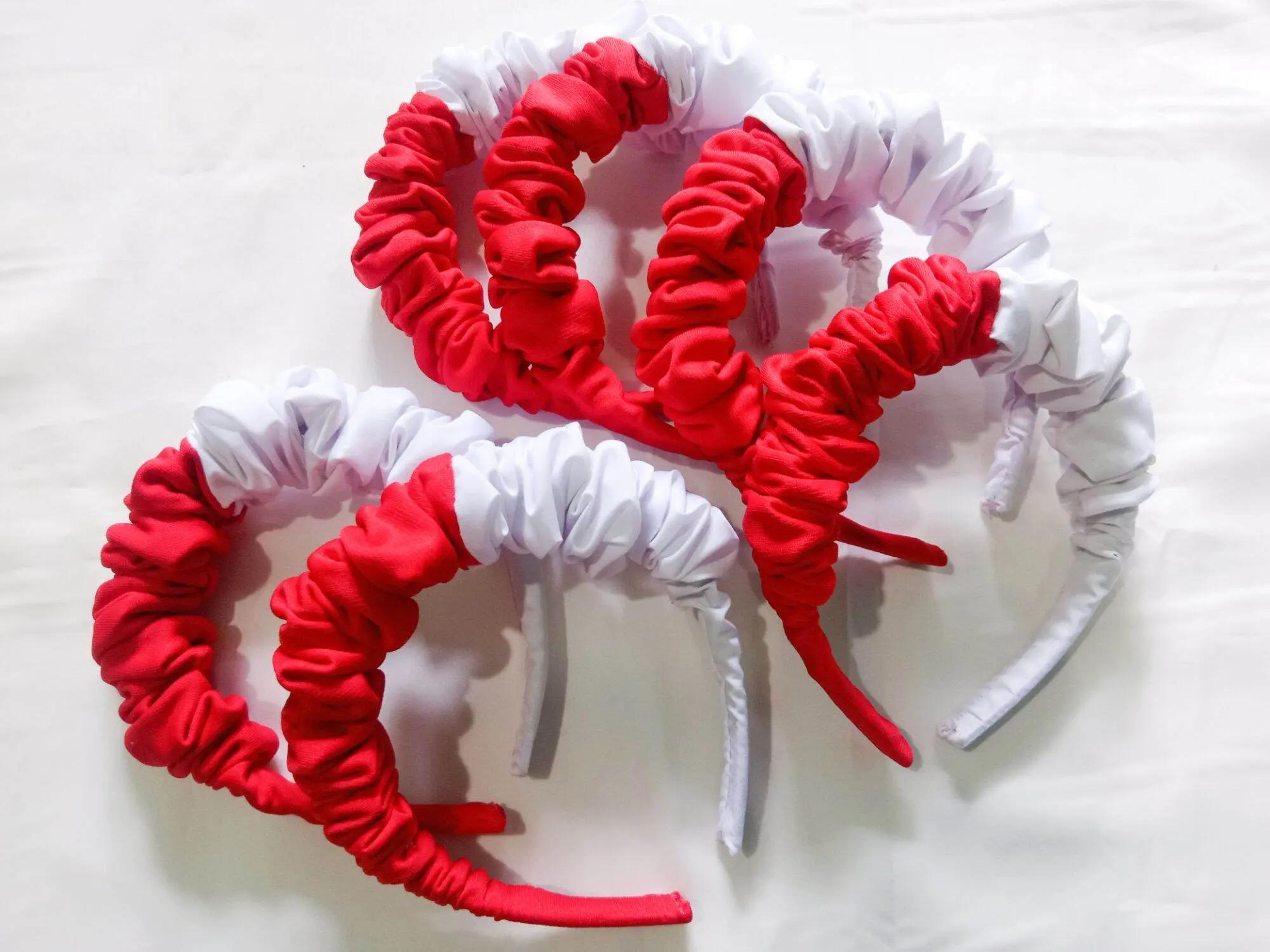 Bando Scunchie Merah Putih 12 Pcs - Bando Merah Putih Spesial HUT RI 17 Agustus Headbands