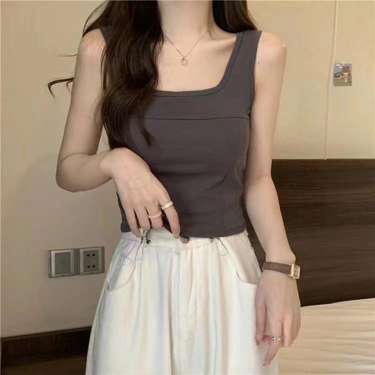 Product Introduction of Korean Style All-Match Sweet Hot Girl Sleeveless Slim Fit Four Seasons Camisole Women with Chest Pad Inner Wear Outer Wear Bottoming Top Women 7