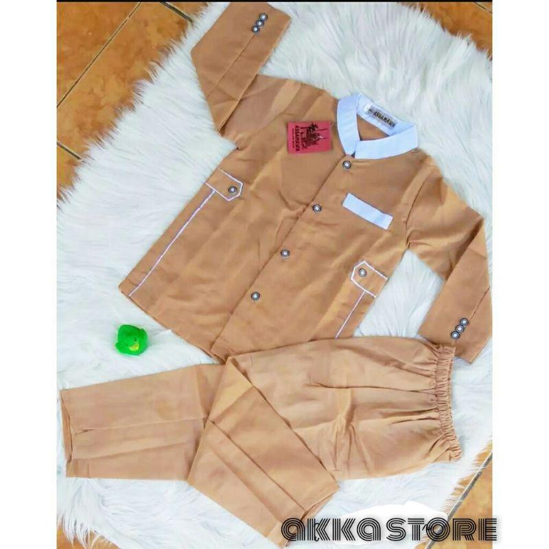 Product Introduction of Baju koko anak Laki Laki Setelan usia 4-12 Tahun Hitam Muslim Kain Katun Panjang Kancing Celana 3