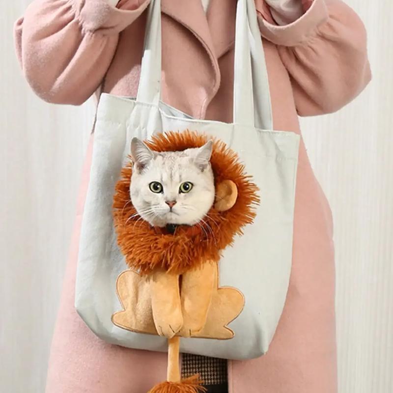 Pet Canvas Shoulder Bag Lion shaped Cat Tote Bag Comfortable Pet Tote Bag Pet Shoulder Bag Portable Outdoor Cat Tote Bag 7
