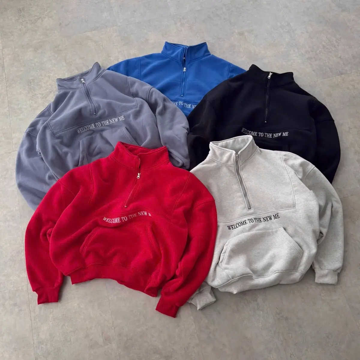 ￼Áo Sweater nỉ bông Welcome cổ zip có túi Sss _HT.Store96