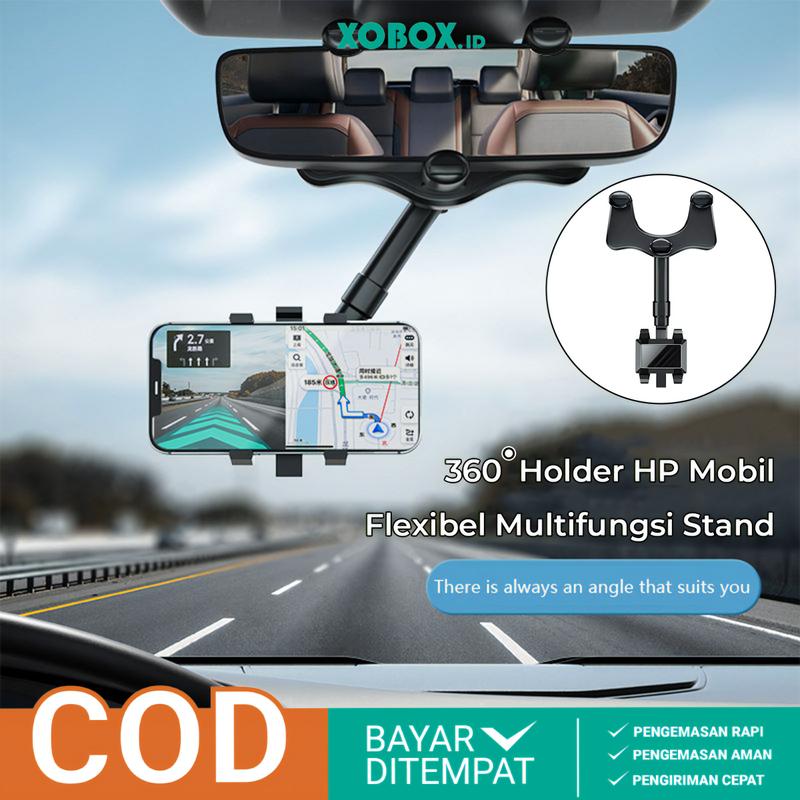 Holder Car HP Mobil Fleksibel Kaca Spion Putar 360° Penjepit Handphone AH094 - XOBOX 1