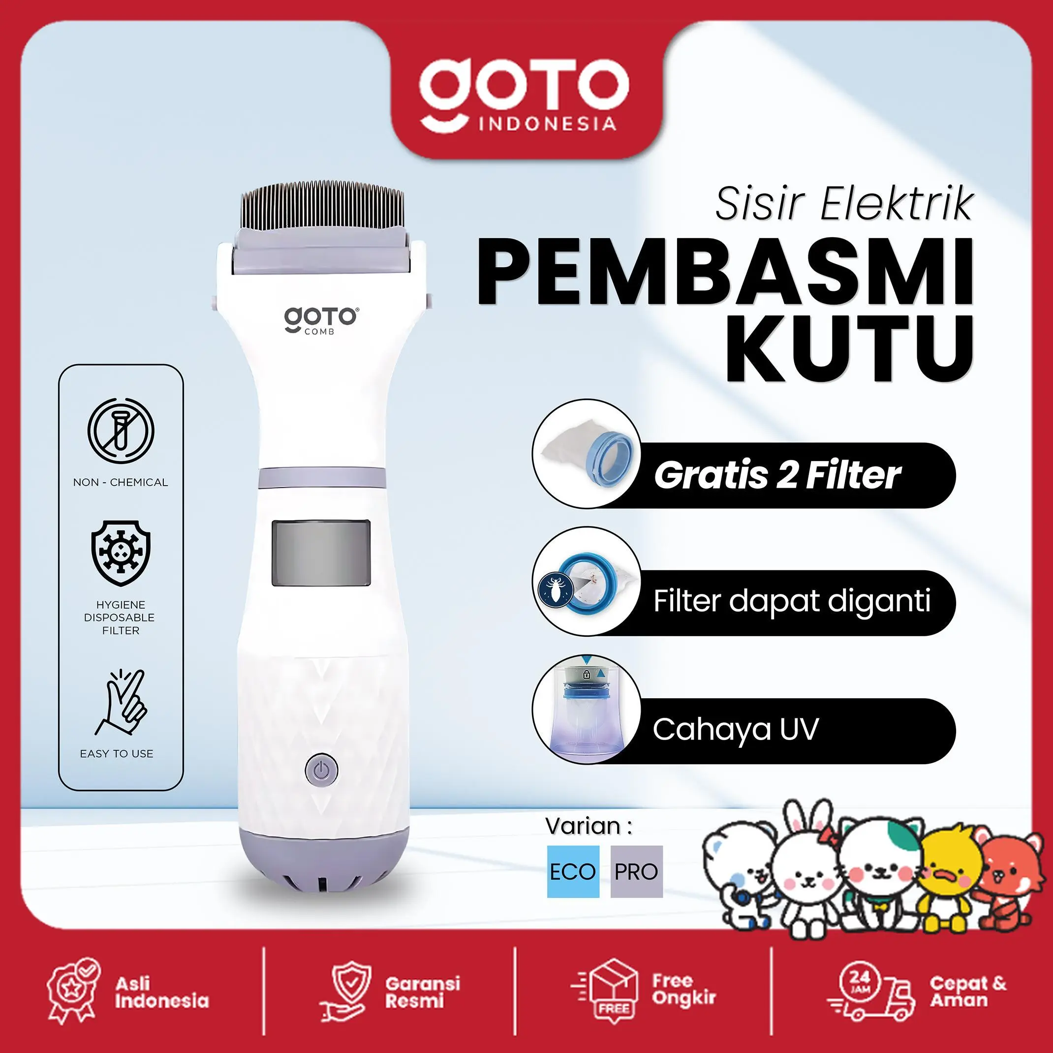 [COD] Sisir Rambut Penghilang Kutu Elektrik Vacuum V-comb