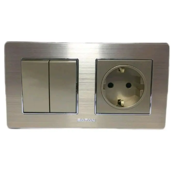 Stop Kontak + Saklar Seri 2 Gang K2 Boton Gold Champagne