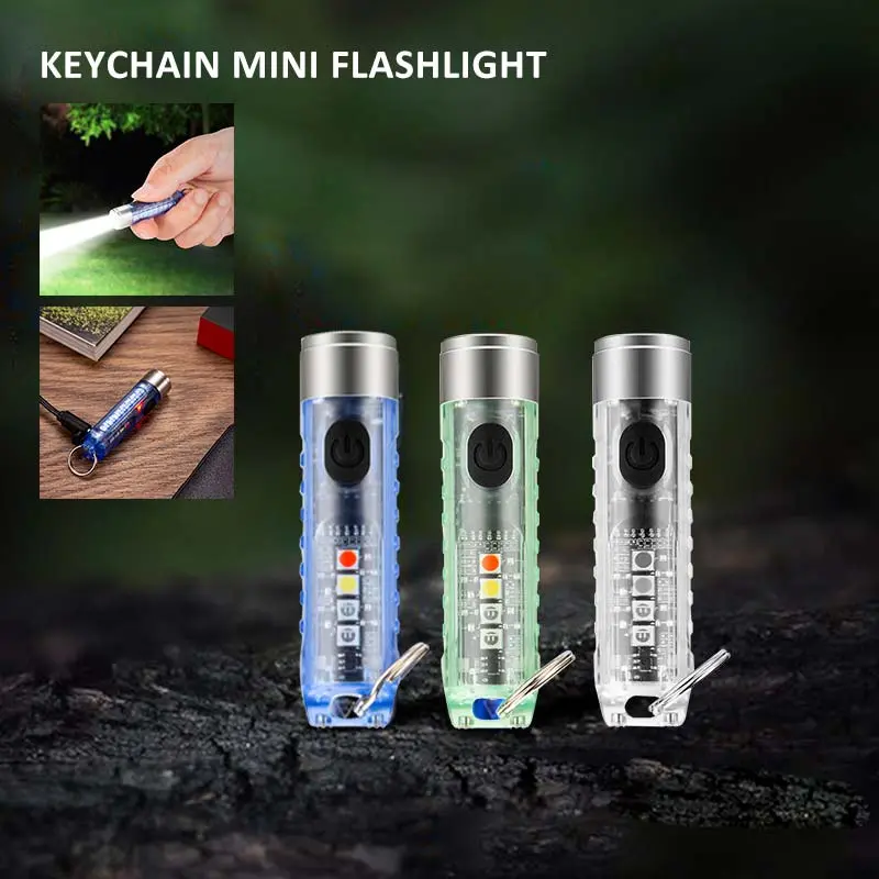 Móc khóa đèn pin mini bằng nhựa quang thông 400 lumen nhỏ gọn 1