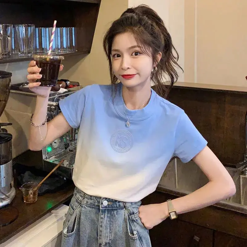 8468#[Official Picture Real Price] Milk Silk Design Sense Small Korean Style Chic Short Top Clothes Ins Fashion