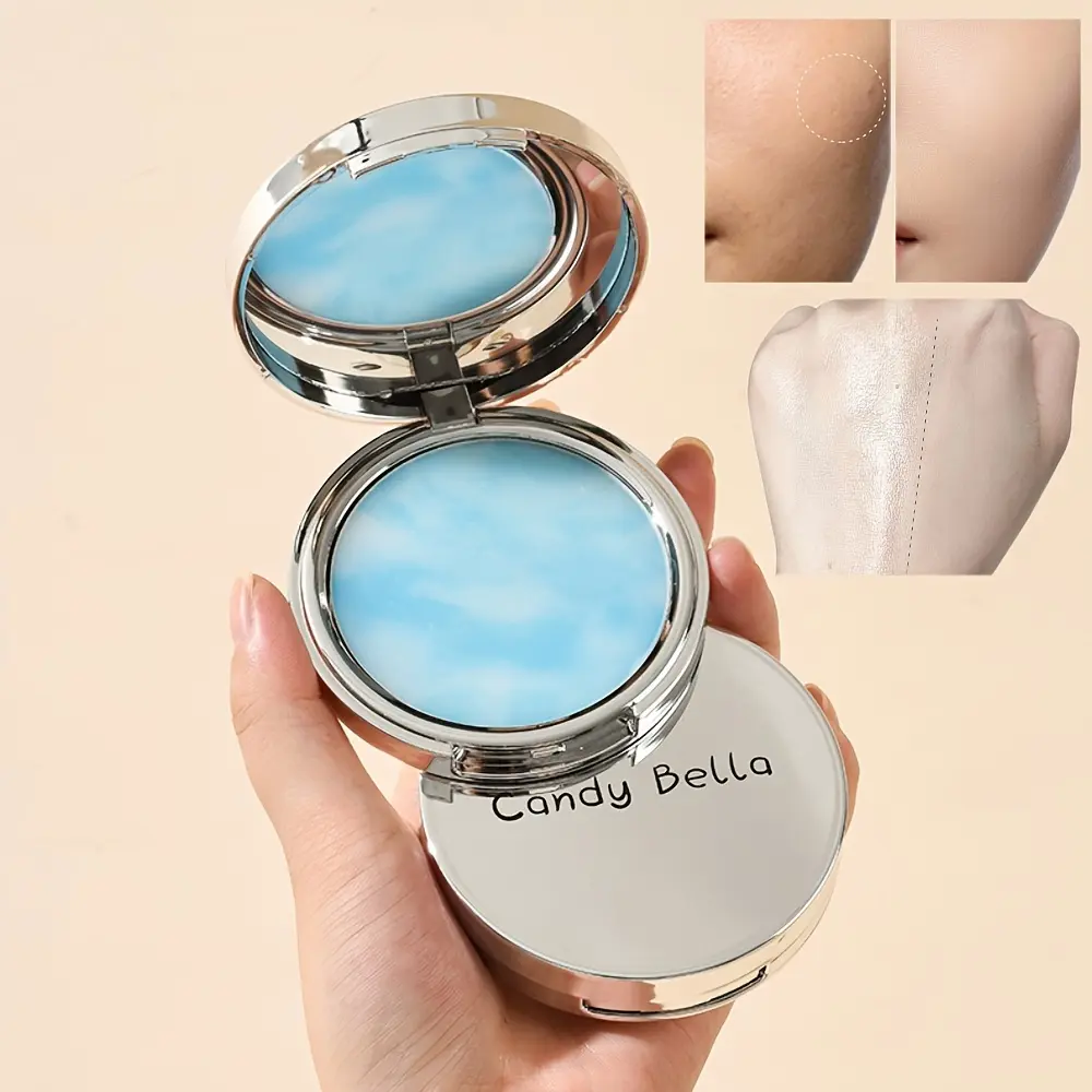 Phấn Phủ Thiết Lập Kiểm Soát Dầu, Candy Bella, Kết Cấu Lì Nhẹ, Thân Thiện Với Làn Da, Phấn Phủ, Thích Hợp Cho Mọi Loại Da, Lâu Trôi, Trông Trang Điểm Tự Nhiên, Thiết Kế Bầu Trời Xanh, Kích Thước Nhỏ Gọn