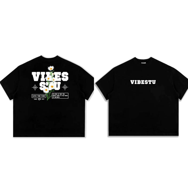 Áo Thun Local Brand VIBESTU " Daisy Flower " Form Big Boxy Rộng Unisex 250Gsm 100% Cotton 240GMS Sản phẩm Women Women 5