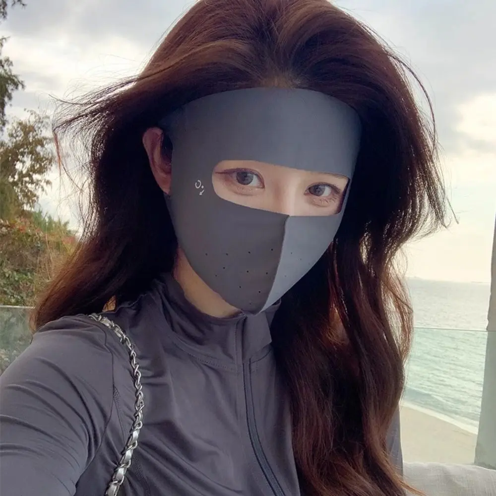Breathable Anti-UV Ice Silk Sunscreen Mask Eye Corner Protection Outdoor Face Shield Face Gini Mask Sunscreen Veil Traceless Driving Face Cover Cycling