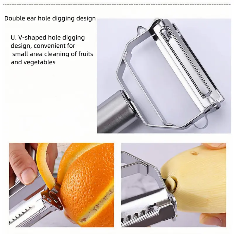 Stainless Steel Vegetable Peeler, 1 Count Manual Vegetable Fruit Carrot Peeler, Multifunctional Kitchen Gadgets for Potato, Carrot, Cucumber, Utensils 6