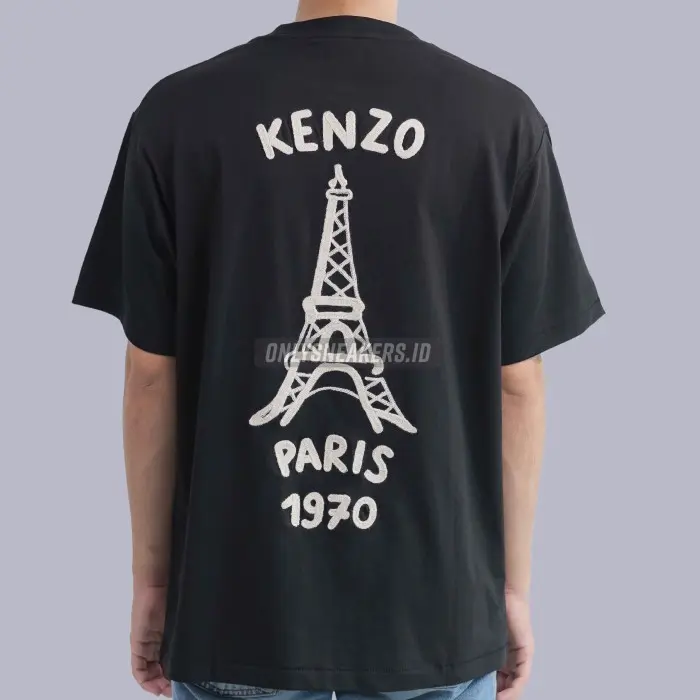 KENZO EIFEL TOWER EMBROIDERY BLACK TEE 0