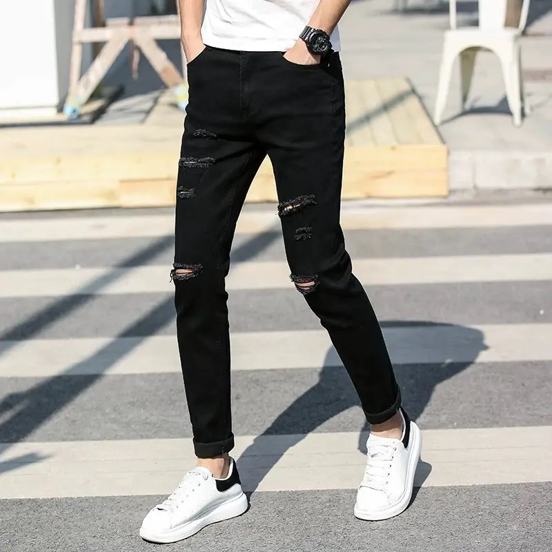 Quần jean nam co giãn, quần bò dài đen rách xước cao cấp thời trang MURADFASHION1 QJNA300 3