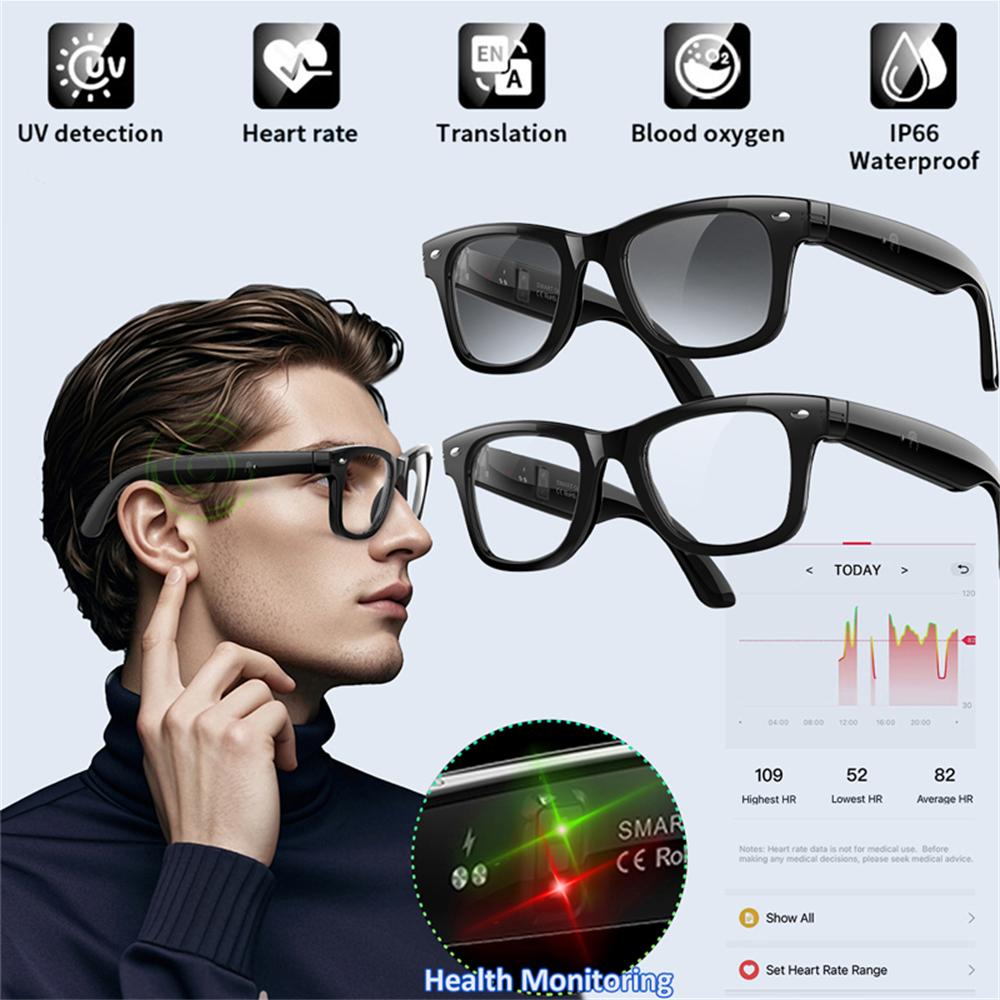 AI Glasses Smart Glasses Voice Call Music Playback Sport Pedometer Sunglasses AI Dialogue Language Translation Bluetooth Glasses