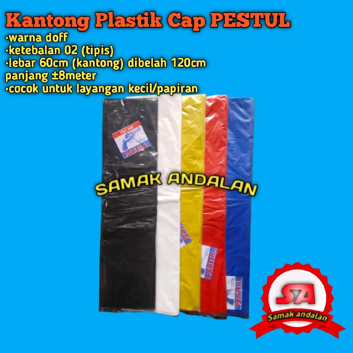 [TIPIS] Kantong Plastik 60cm panjang 8meter cap PESTUL