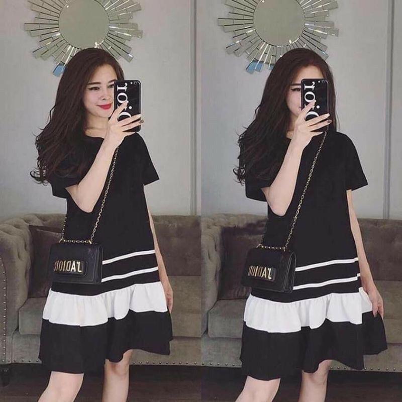 Váy ngắn tay mùa hè dáng suông đuôi cá đẹp