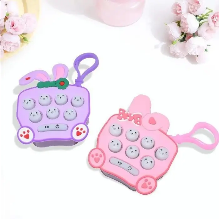 Mainan Gantungan Kunci Anak Game Pop it elektrik mini pop push Games Fidget Bubble Console Children's Puzzle Pocket Whack-a-Mole Mini Decompression Game Console School Bag Pendant Toy 5