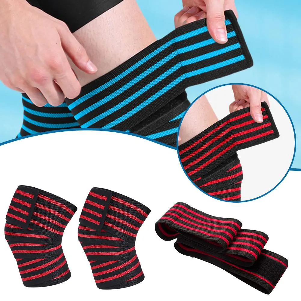 Fitness Weight Lifting Leg Knee Wrap-around Fitness Ss Training Leg Bandages Wraps Elastic L4T7