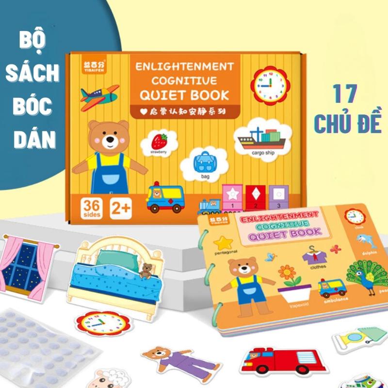Bộ sách bóc dán Montessori 17 chủ đề, Học liệu bóc dán thông minh giáo dục cho bé phát triển tư duy trí tuệ toàn diện